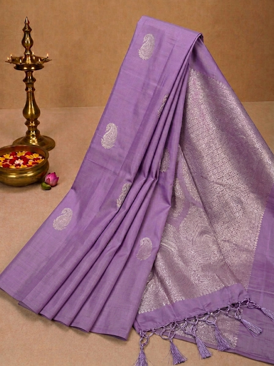 Butter silk saree - purple