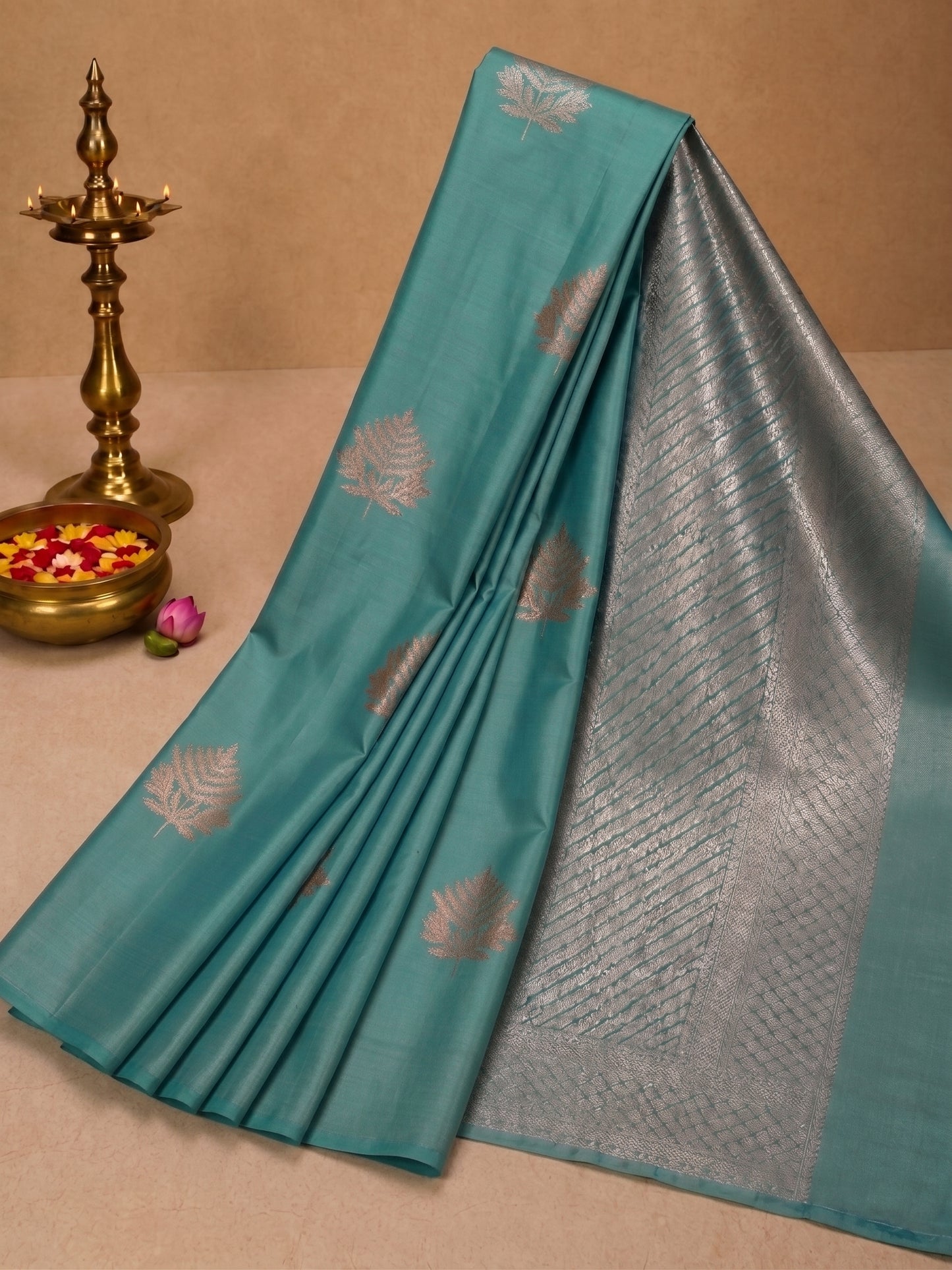 Butter silk saree - green