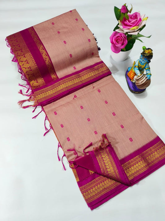 Pink & pink butta Premium Quality Kalyani cotton saree/Lata Gadwal Paithani