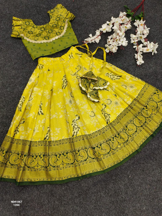 Semi-silk Zari work Pattu pavadai (4 yrs)