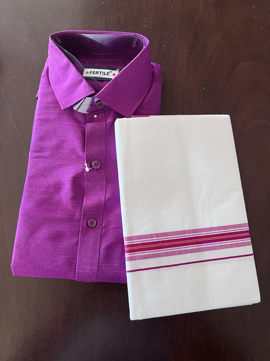 Men's Silk Cotton Shirt- Dhoti set (size 38)