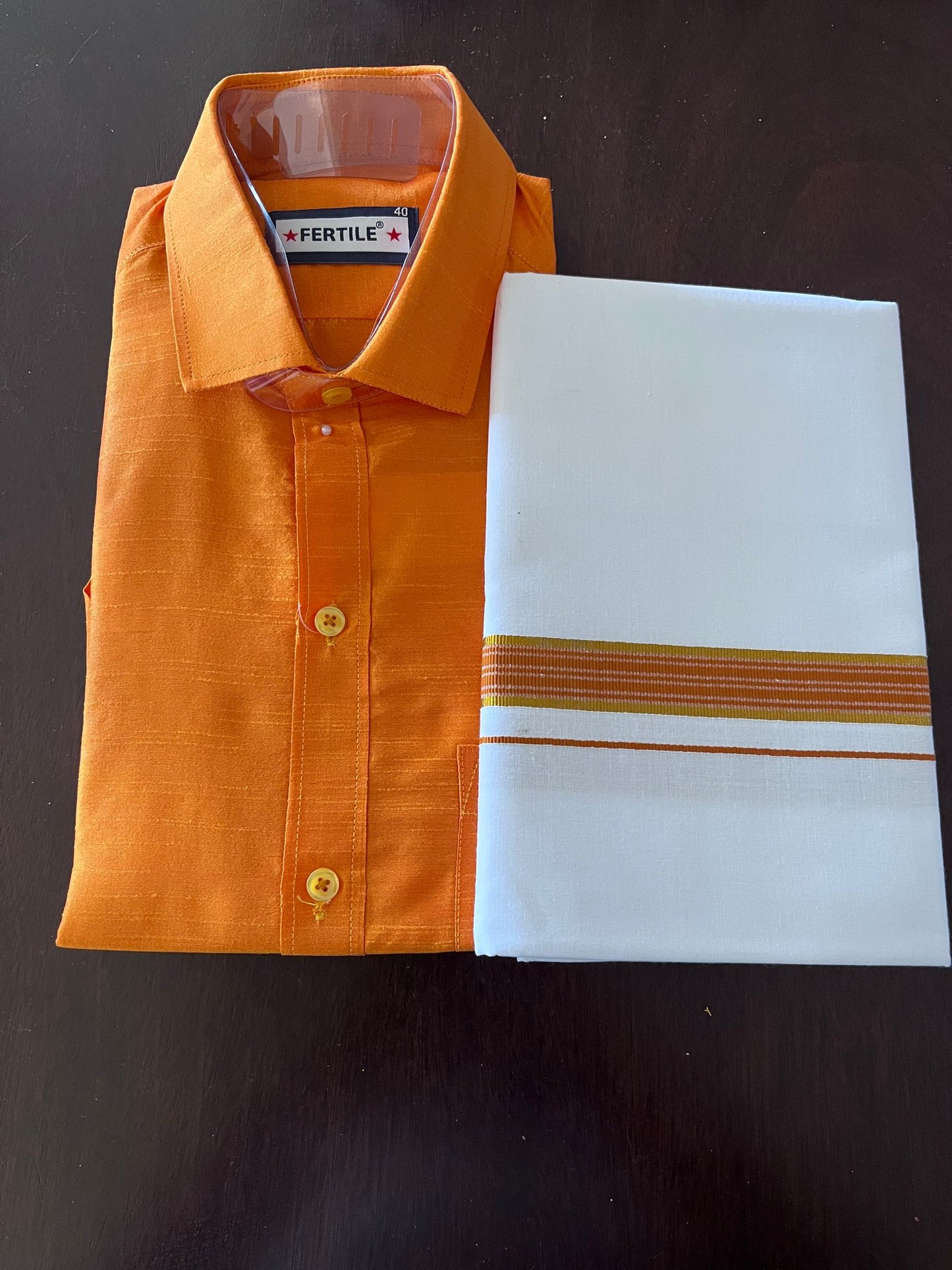 Men's Silk Cotton Shirt- Dhoti set (size 40)