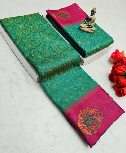 Green & Pink Karizma Silk Saree