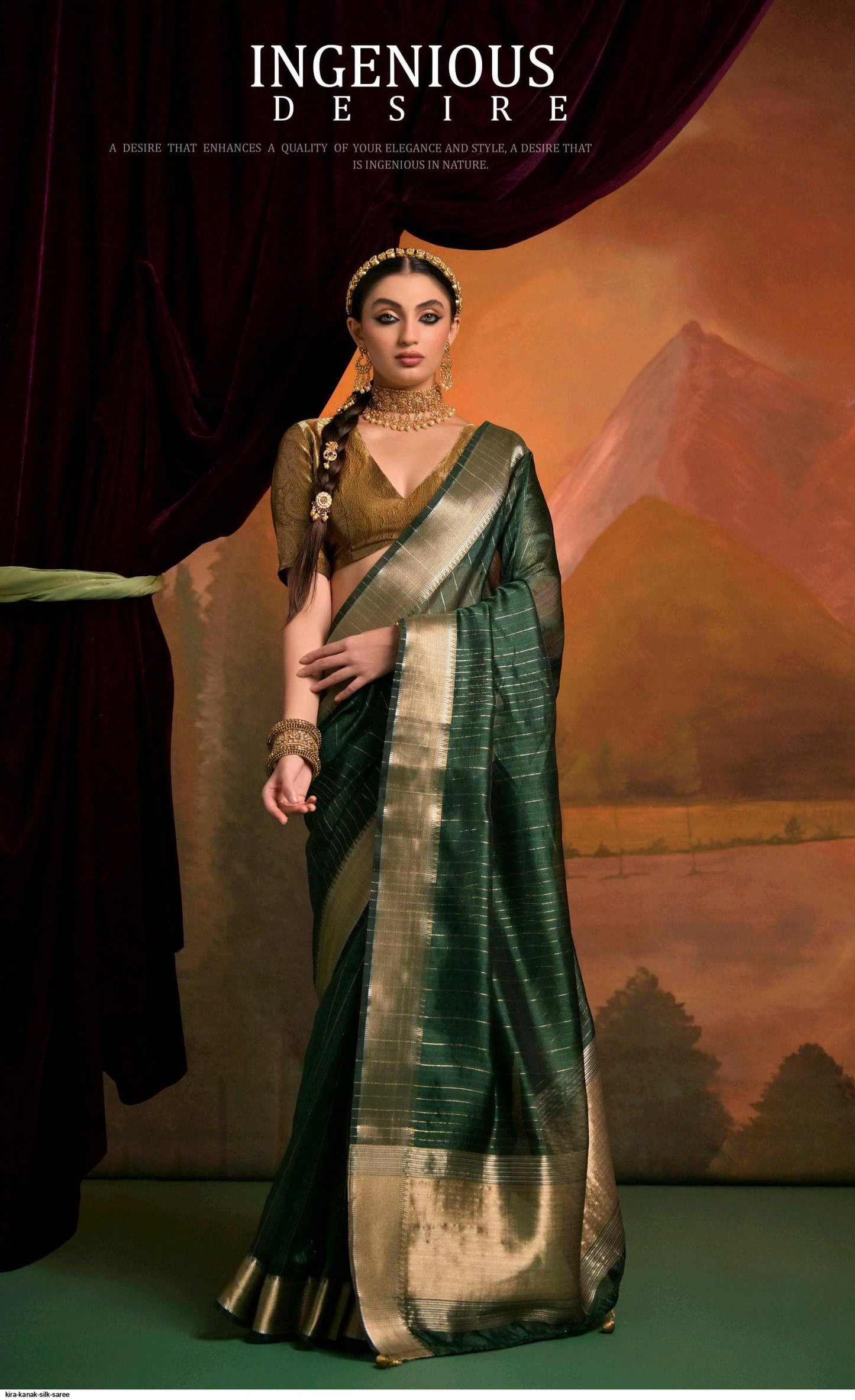 Kira Kanak moss zari weaving silk saree