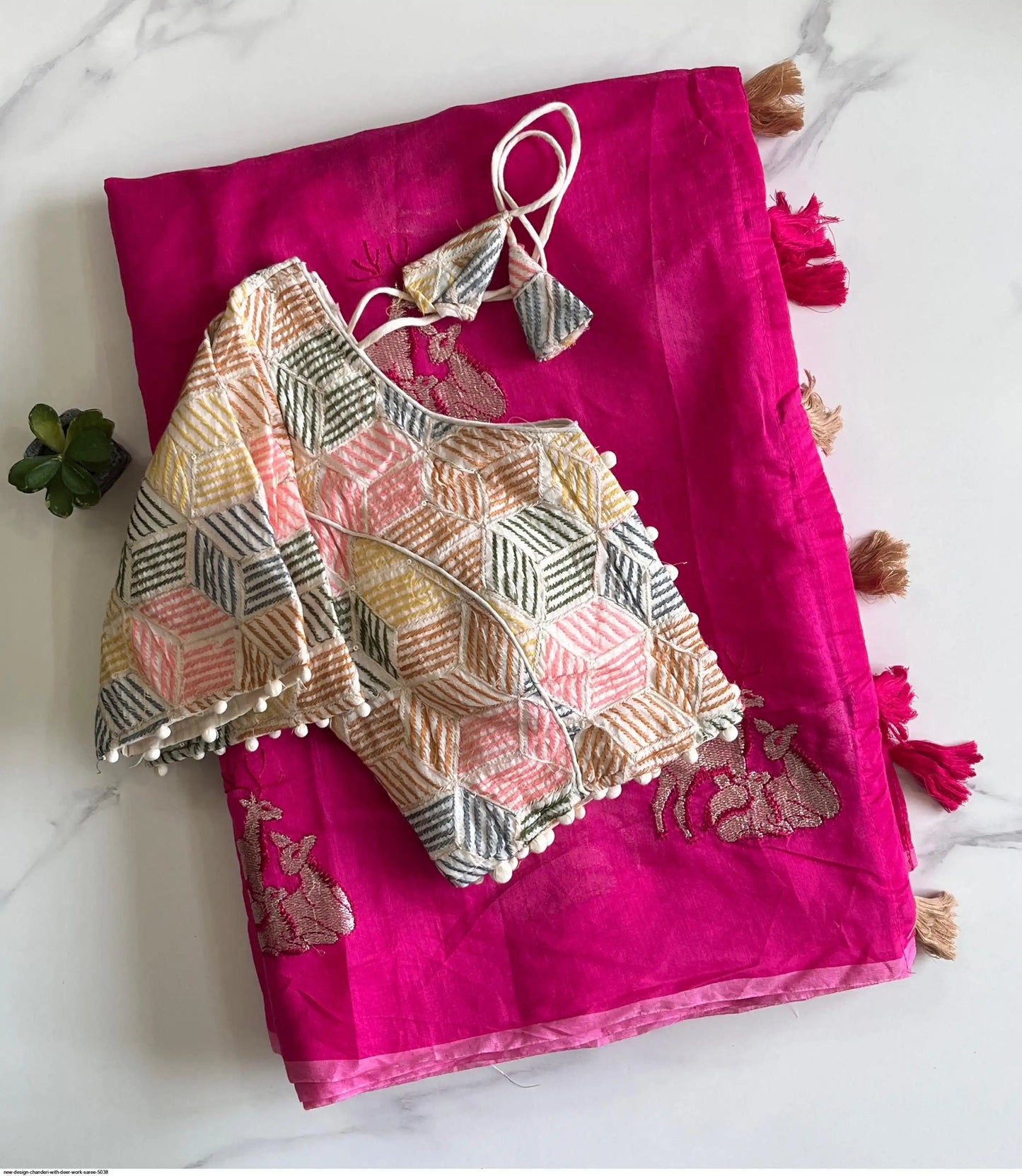 Designer Chanderi saree with readymade blouse