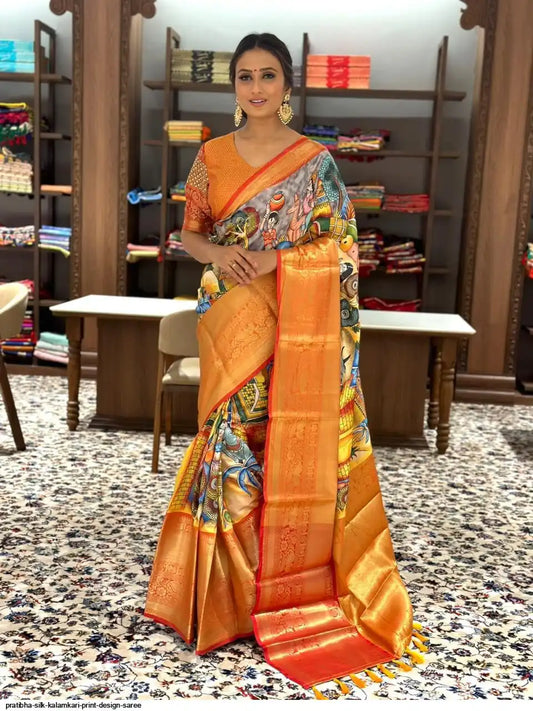 Kalamkari art silk saree