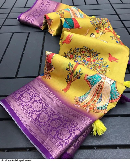 Dola Kalamkari siik saree