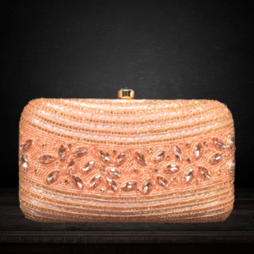 Box Sling Clutch with Shimmery Bead Work