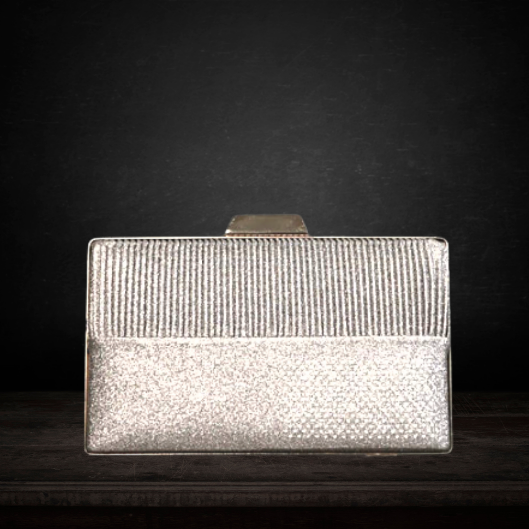 Shimmer Box Clutch with Vertical Stripes