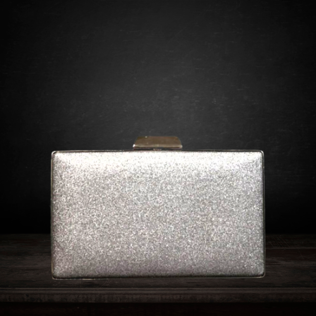 Shimmer Box Clutch with Vertical Stripes