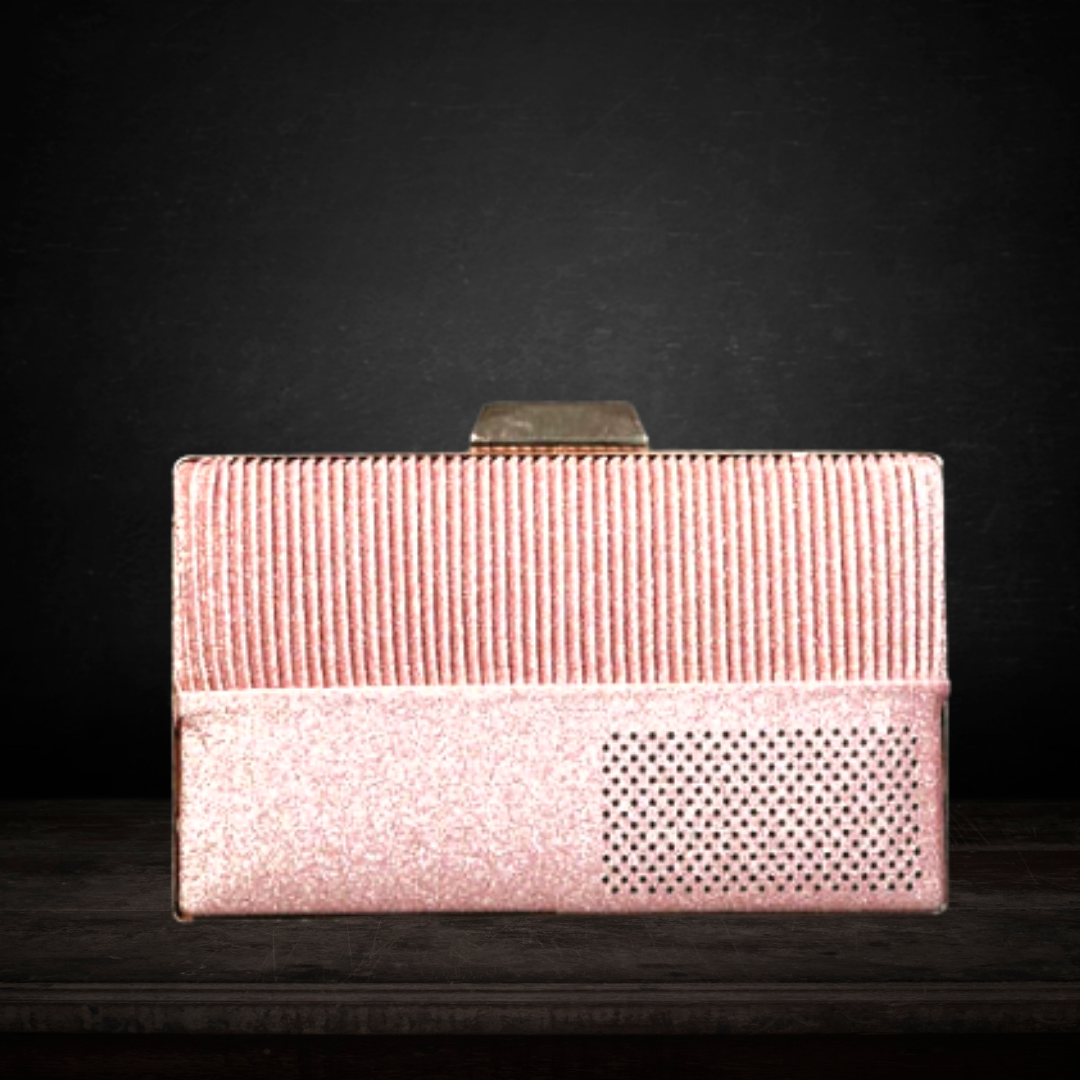 Shimmer Box Clutch with Vertical Stripes