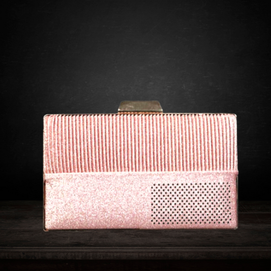 Shimmer Box Clutch with Vertical Stripes