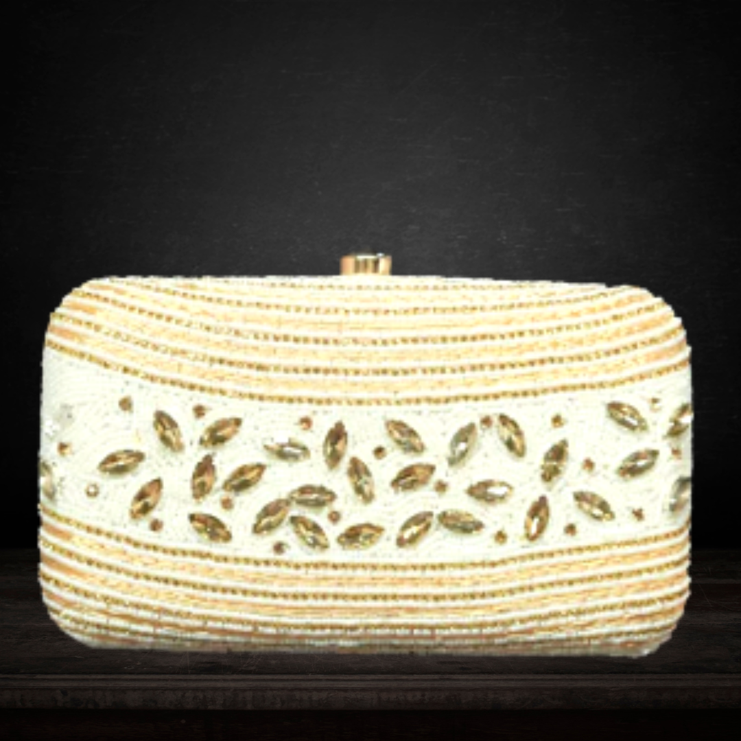Box Sling Clutch with Shimmery Bead Work