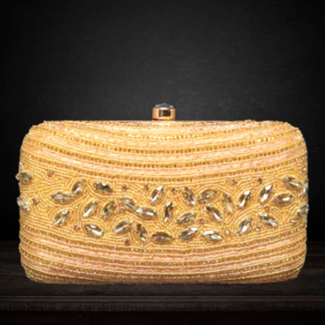 Box Sling Clutch with Shimmery Bead Work