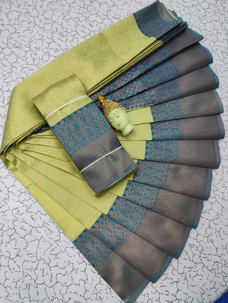 Kubera Elite bridal fancy silk sarees with contrast border